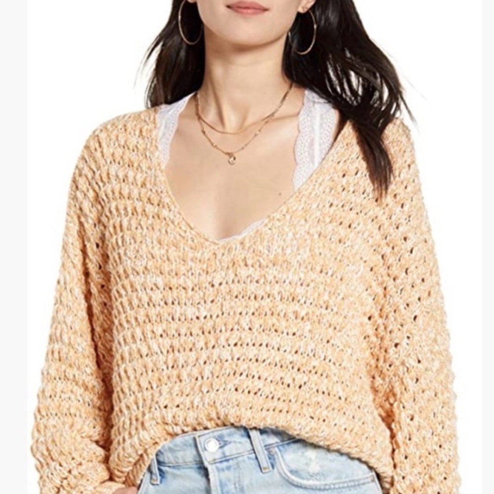 Free People Coconut V Neck Sweater